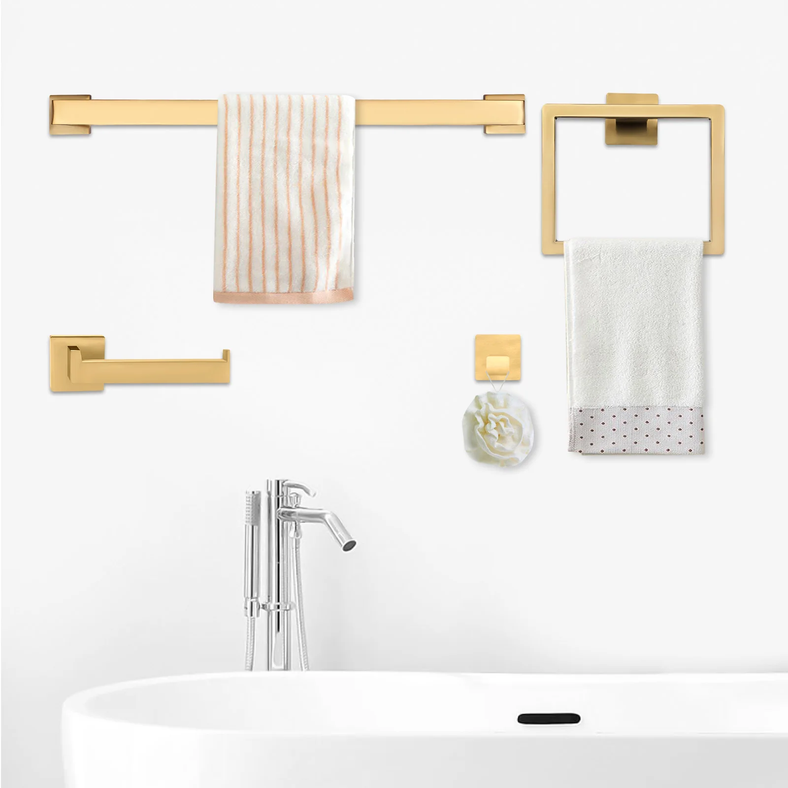 Durable Towel Racks for Bathroom with Brushed Stainless Steel Finish, 4-Piece Set, Space-Saving, High Load-bearing Capacity,