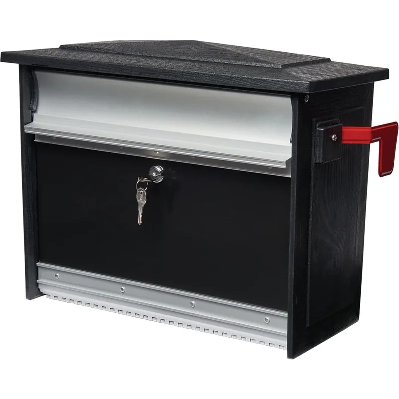 Mailsafe Aluminum, Locking, Wall Mount Mailbox, MSK00BAM, Black, Medium Capacity