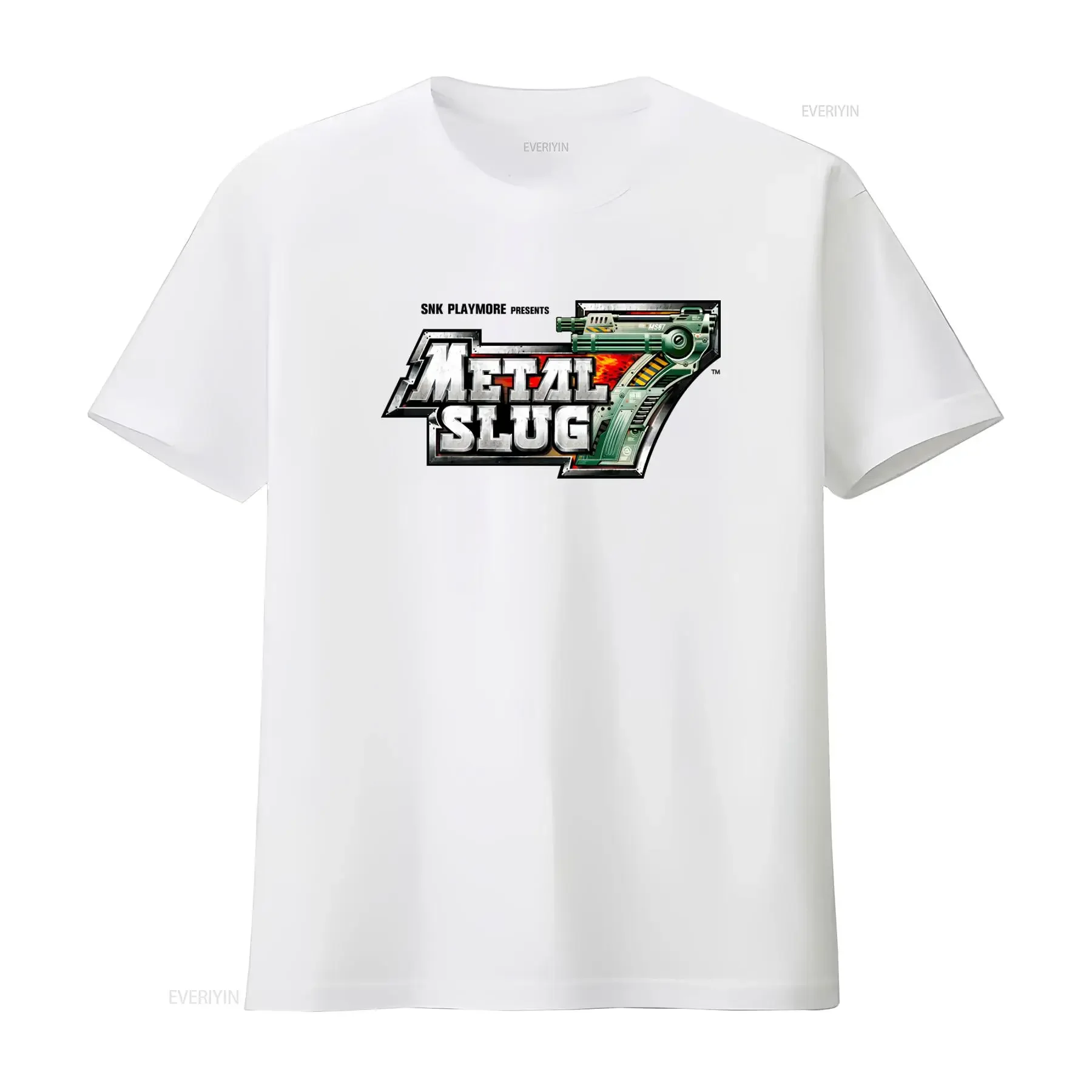 Camiseta Promocional SNK Playmore Metal Slug 7 TM Neo Geo com Design Retrô de Jogo, Lavada e Elástica, Tecido Macio para Uso Diário Masculino