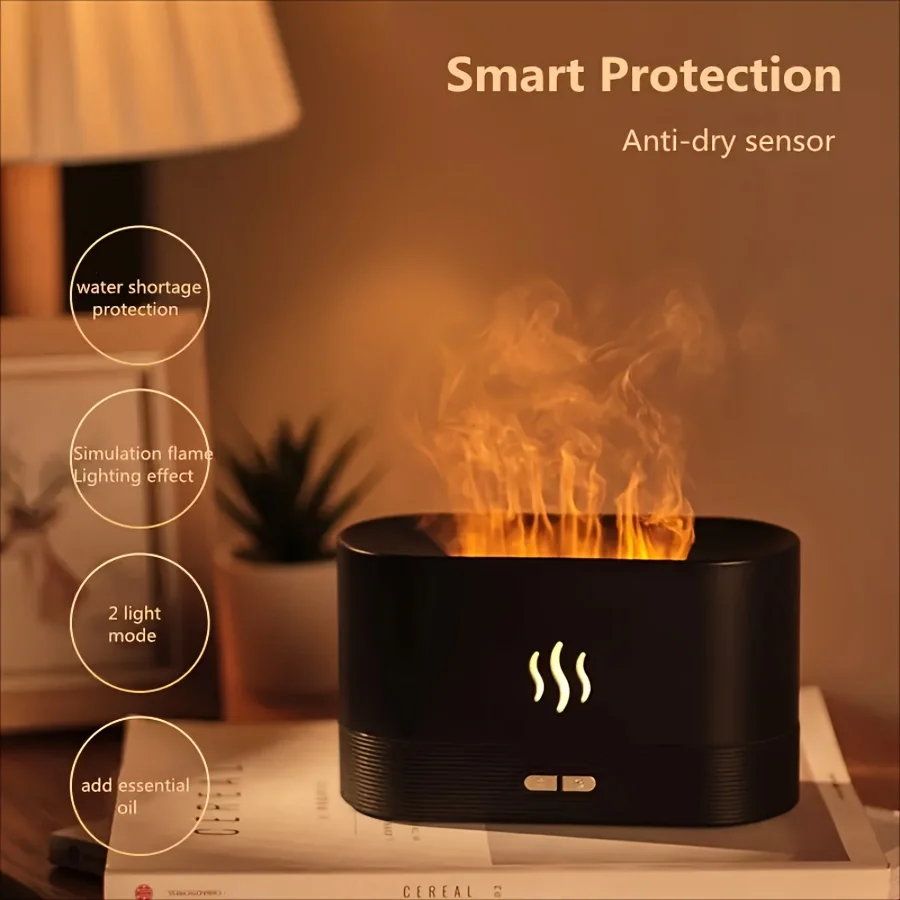 1pc Flame Effect Humidifier - Soothing Warm Light, Air Purifier & Cool Mist USB Diffuser - Stylish Aesthetic  Decor for Fall Win