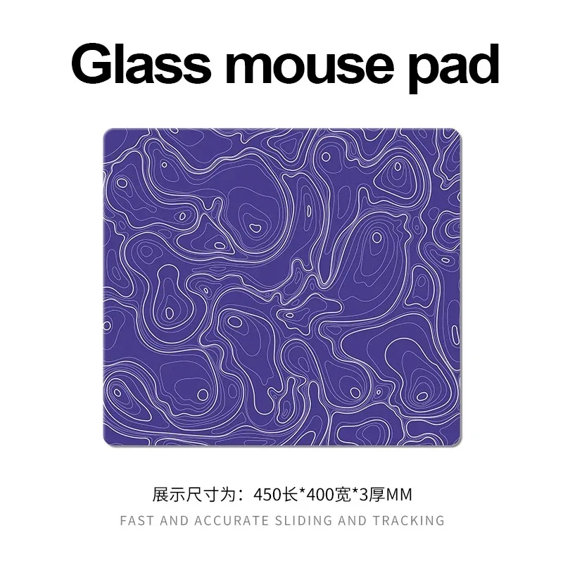 Geography Pattern Photovoltaic Glass Mouse Pad Tempered Upgrade Smooth FPS Game & Office Specific Mousepad Pc Laptop Desk Mat