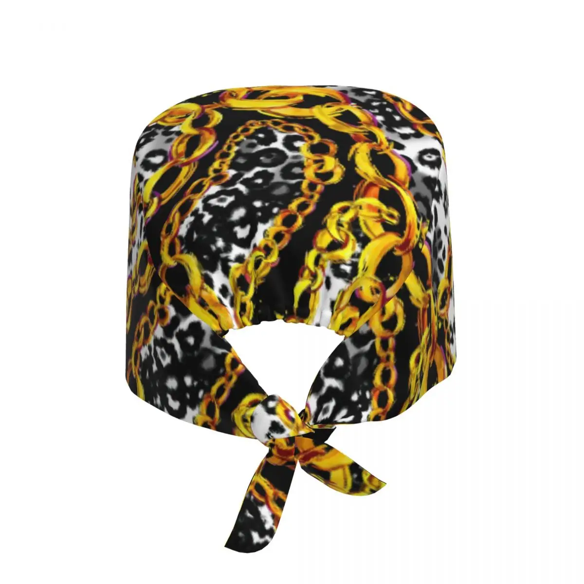 Gold Chains And Leopard Scrub Hat Surgical Scrub Caps Unisex Nurse Medical Cap Baroque Work Scrubs Hat for Medical Surgical