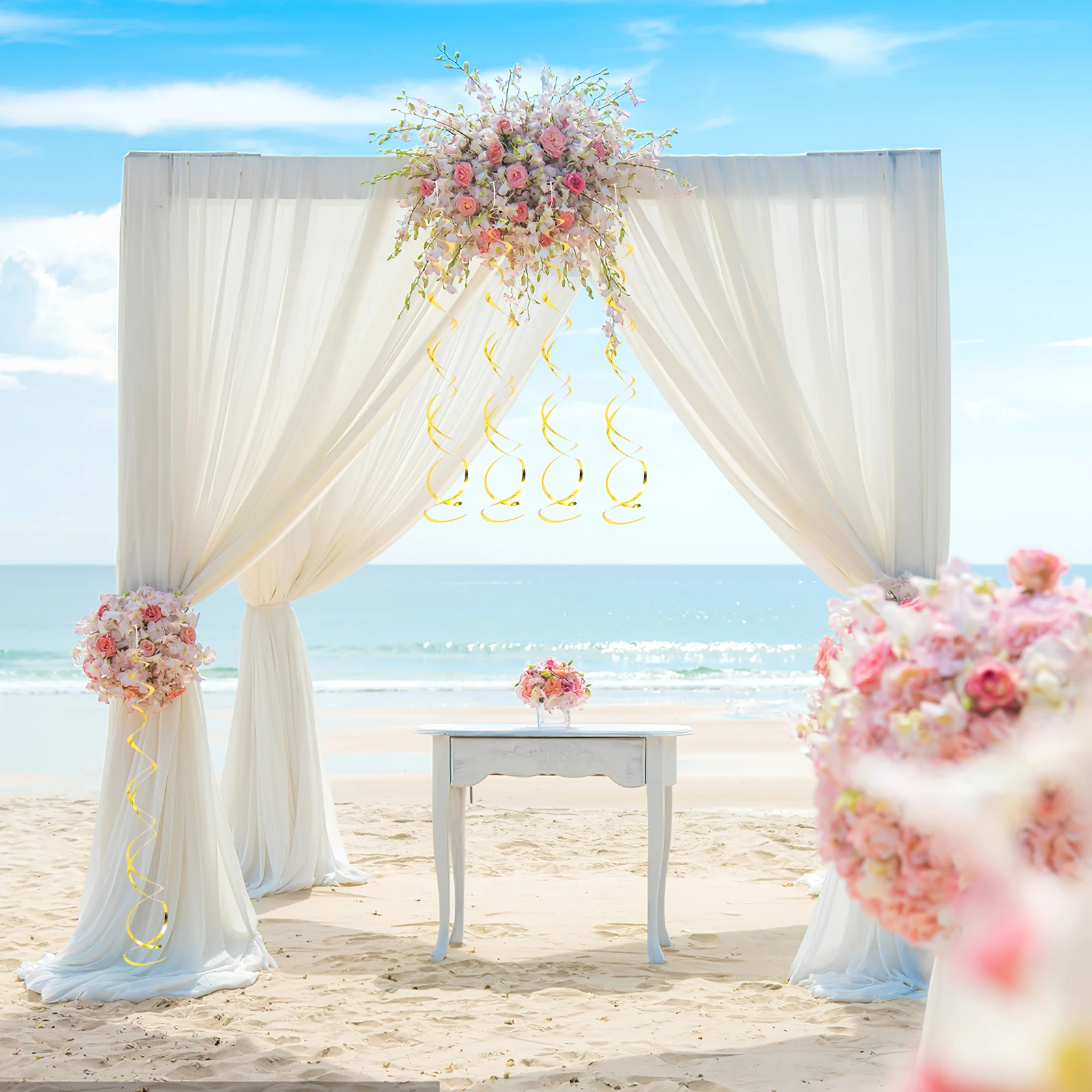 

6pcs Spiral Hanging Decorations 70Cm Golden Party Swirls Plastic Pendant Wedding Birthday Christmas Decor Set Festival Curling