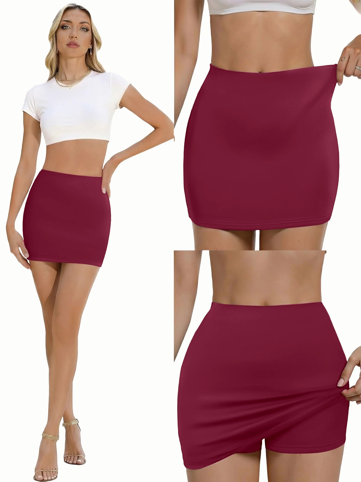 

Винтажная мини-юбка винного цвета с защитой от просвечивания, высокоэластичная и облегающая, идеально сочетается с трикотажем для создания уютной атмосферы.