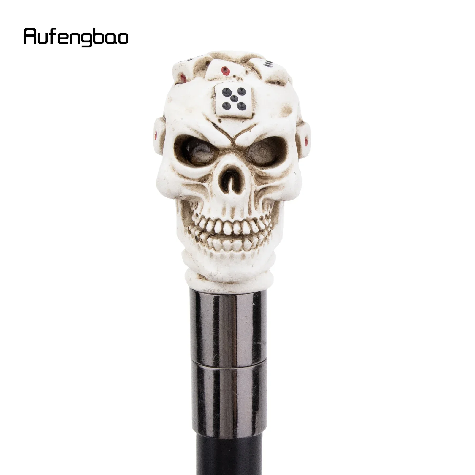 White Resin Dice Skull Head Walking Cane Fashion Stage Cane Decorative Stick Halloween Cosplay And Parties, For Cosplay & Party view 5