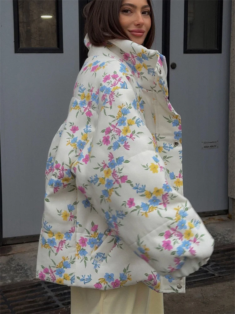 Tossy Winter Printed Fashion Jackets Outwear For Women Loose Contrast Zipper Pocket Loose Overcoat Female Warm Coat Jackets 2025