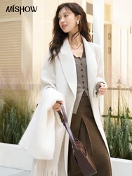 MISHOW-abrigo de lana de doble cara para mujer, ropa de abrigo elegante, lisa, holgada, con doble botonadura, puramente cosida a mano, MXC47W0150, para invierno, 2023