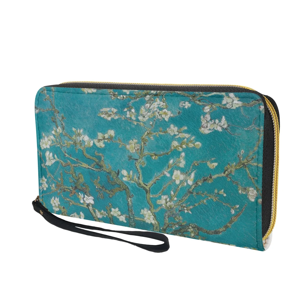 Porte-cartes en cuir PU avec fermeture éclair pour femme, portefeuilles minces décontractés, sac à main pour femme, style floral, design de luxe, aucune fleur