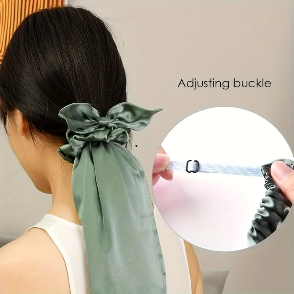 Long Tail Satin Sleep Cap for Women 2PCS Double Layer Night Hair Bonnet Soft Curly Hair Care Hat Household Styling Accessories 3