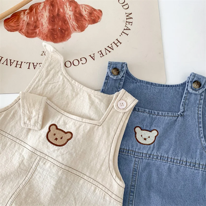 Korean Summer New Children Bodysuits Short Sleeve Cartoon Bear Jumpsuits Boys Girls Fashion Cute Children T-shirt Climbing Suits