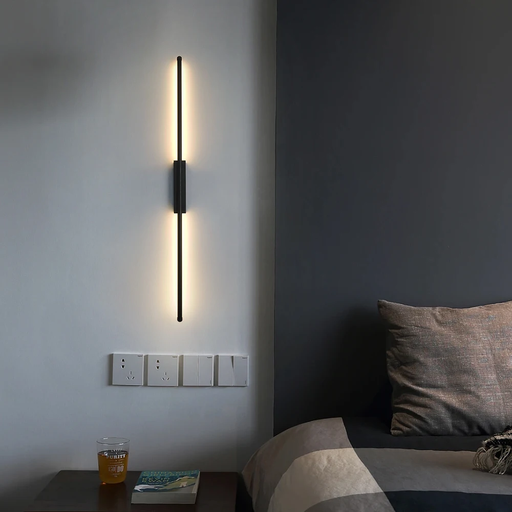 Imagem -03 - Nordic Minimalista Linhas Led Lâmpada de Parede para Decoração de Casa Luz Moderna para Quarto Sofá Fundo Sala de Estar Par Ac85265v