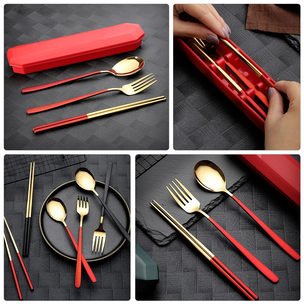 

Stainless Steel Cutlery Set Durable Portable Camping Travel Tableware Kit Lightweight Practical Gifts Ideas Dinnerware Packaging
