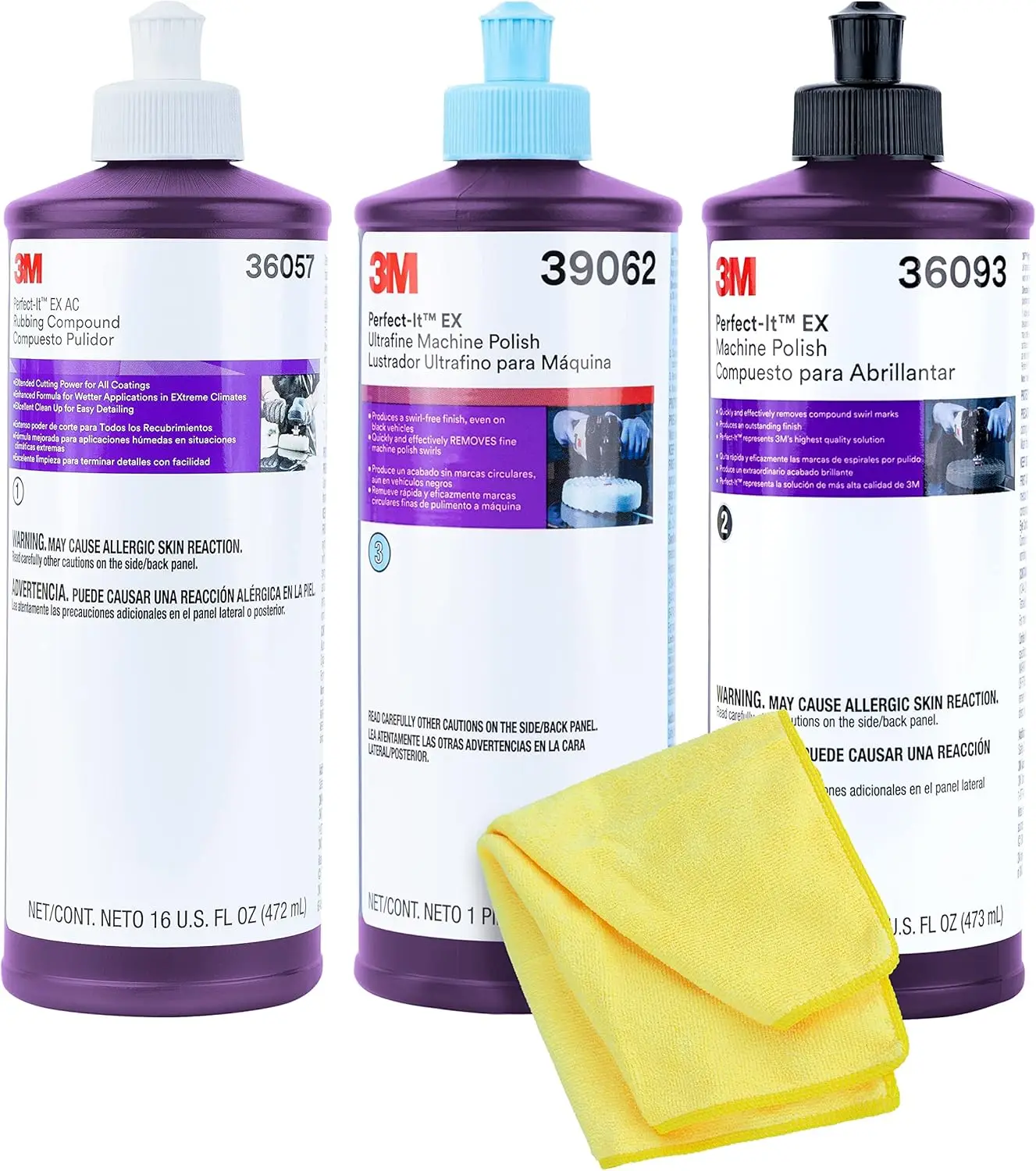 It Buffing and Polishing Kit | 36057 39062 36093 3M Pint Rubbing Compound, Machine Polish, Ultrafine Polish | Buffing Compound,