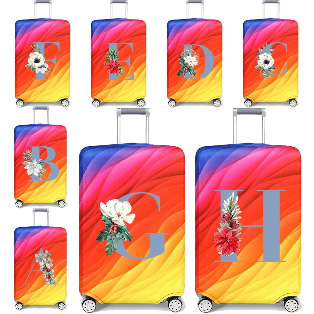 

Luggage Cover Travel Suitcase Protective Cover Blue Letter Series Dust-Proof Elastic Fabric for 18-32inch Baggage Case