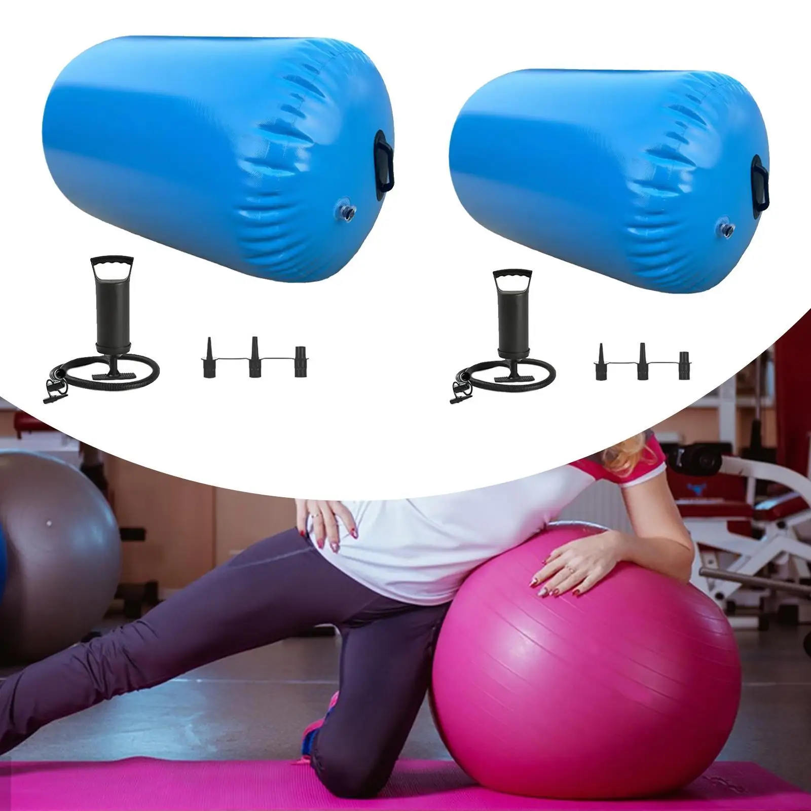 

Gymnastics Roller Barrel Air Roller Training Equipment, Yoga Mat with Air Pump,