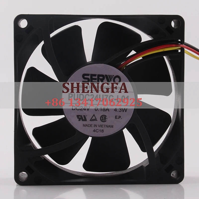 PUDC24U7C-L01 Case Fan SERVO 0.18A 8025 80X80X25MM Inverter High Airflow Cooling Fan DC24V 4.3W