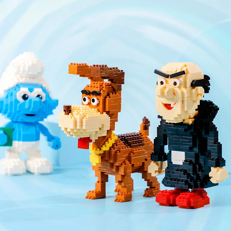 NEW Cartoon Smurfs Mini Blocks Small Bricks Anime Building Collection Toy Figure Kids Gifts Present