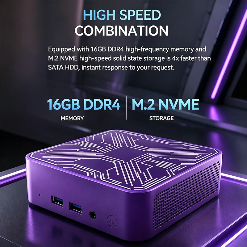Mini PC Intel Core i3 6100 16GB RAM 2TB M.2 NVMe SSD Triple 4K Display WiFi6 BT5.2 High Performance Home Office Pro