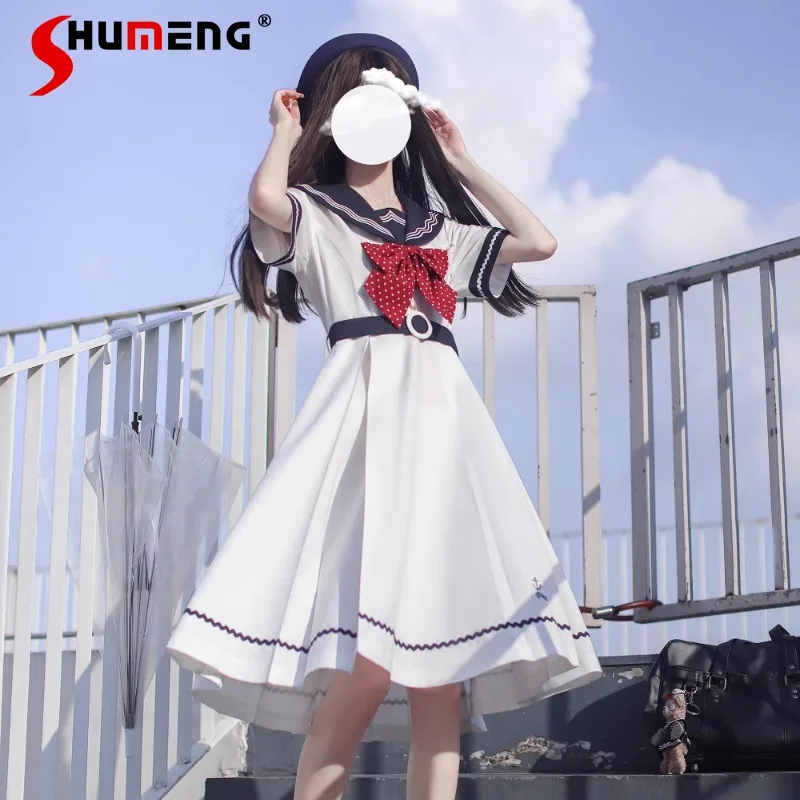 

Japanese Lolita Style Original Jk Uniform Dresses 2026 Summer New Sailor Suit Japanese Preppy Style Elegant Short-sleeved Dress