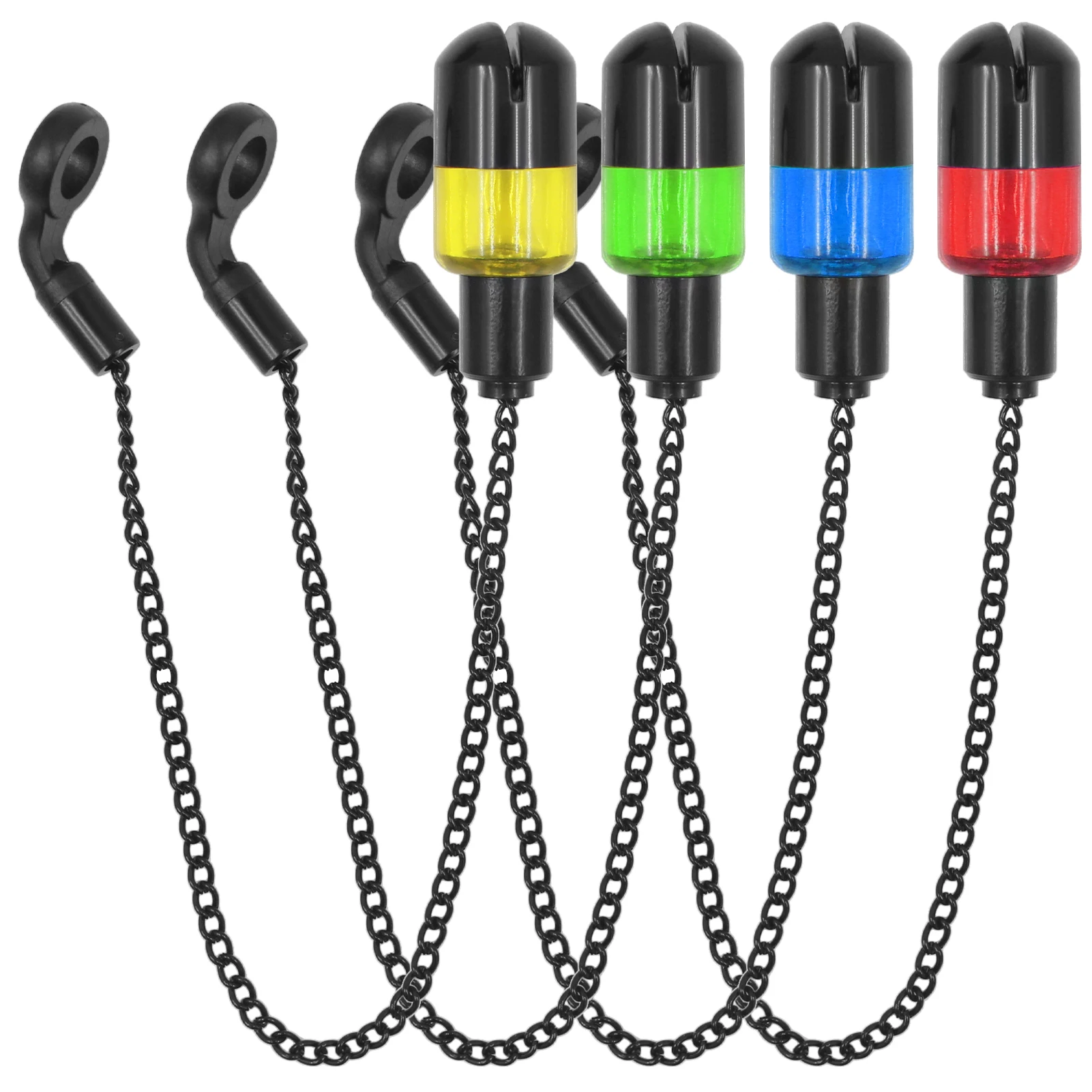 

Fishing Swinger Chain Alert Swinger Bite Alarm Hanger Swinger Fishing Tackle, 4 Pcs, Red Yellow Blue Green Optional, Metal
