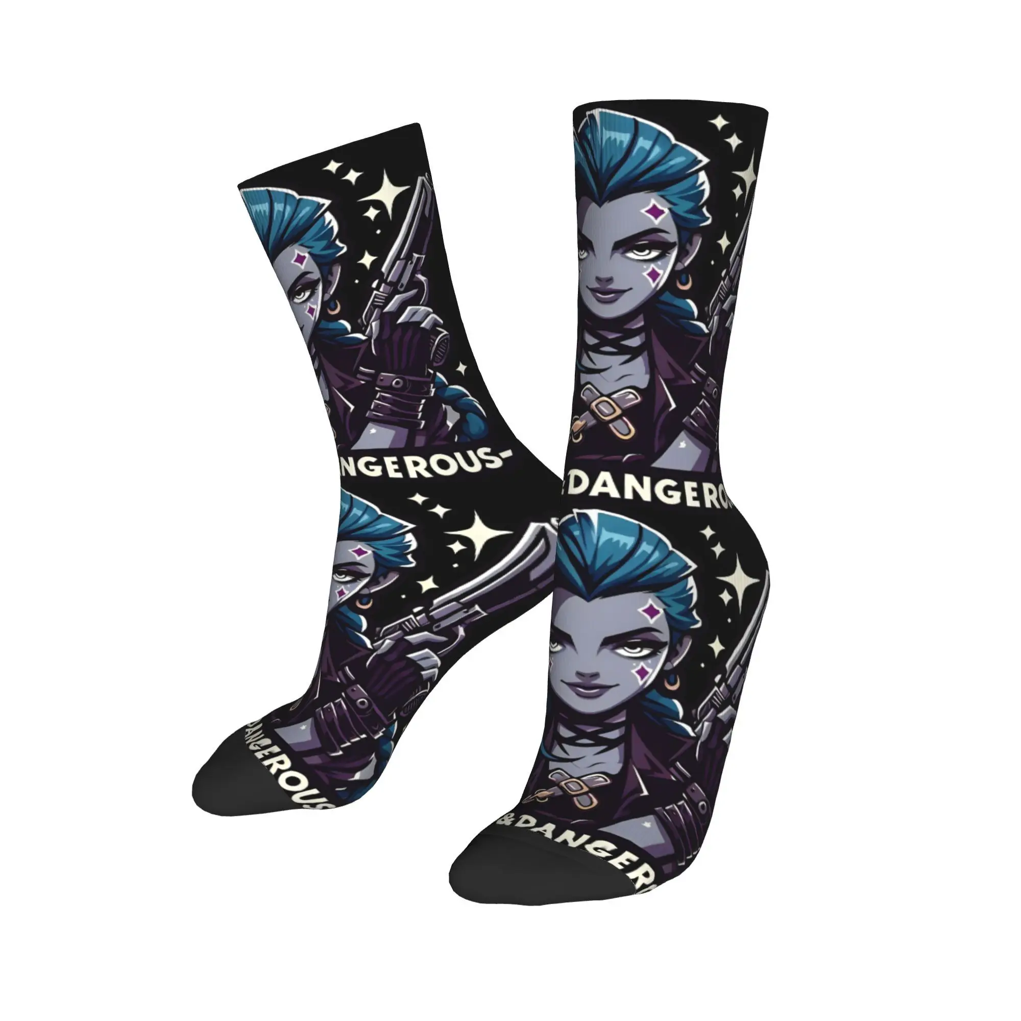 Arcane Armed and Dangerous Jinx Power Socks Men Women Socks Crazy Spring Summer Autumn Winter Middle Tube Socks Gift