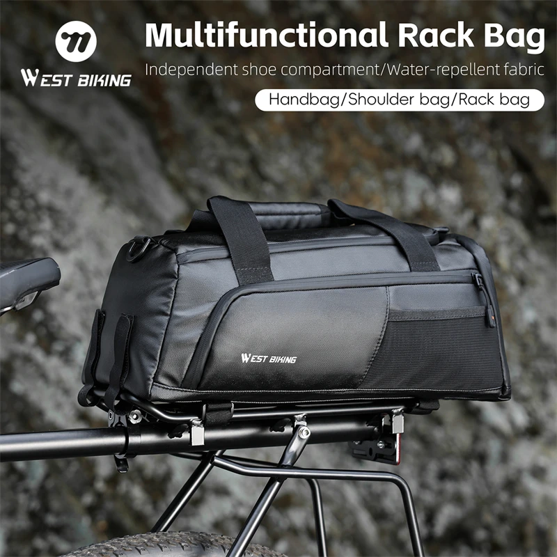 

WEST BIKING Bicycle Rack Bag Multifunctional 13L Large Capacity Bicycle Rear Seat Bag PVC Waterproof Bag MTB Road Bike Accessory