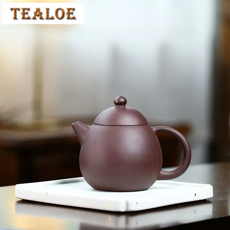 

250 мл Чайники ручной работы Исин из фиолетовой глины, знаменитые художники, горшок для яиц дракона ручной работы, чайник из необработанной руды, фиолетовый грязевой чайник, чайник Zisha, подарок Ча