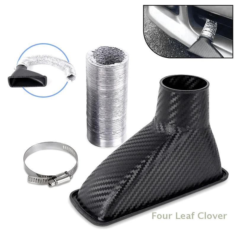 

1pcs Universal Car Front Bumper Admission Air Turbo Air Intake Pipe Kit ABS Turbine Inlet Kit Pipe Air Funnel Carbon Fiber Look