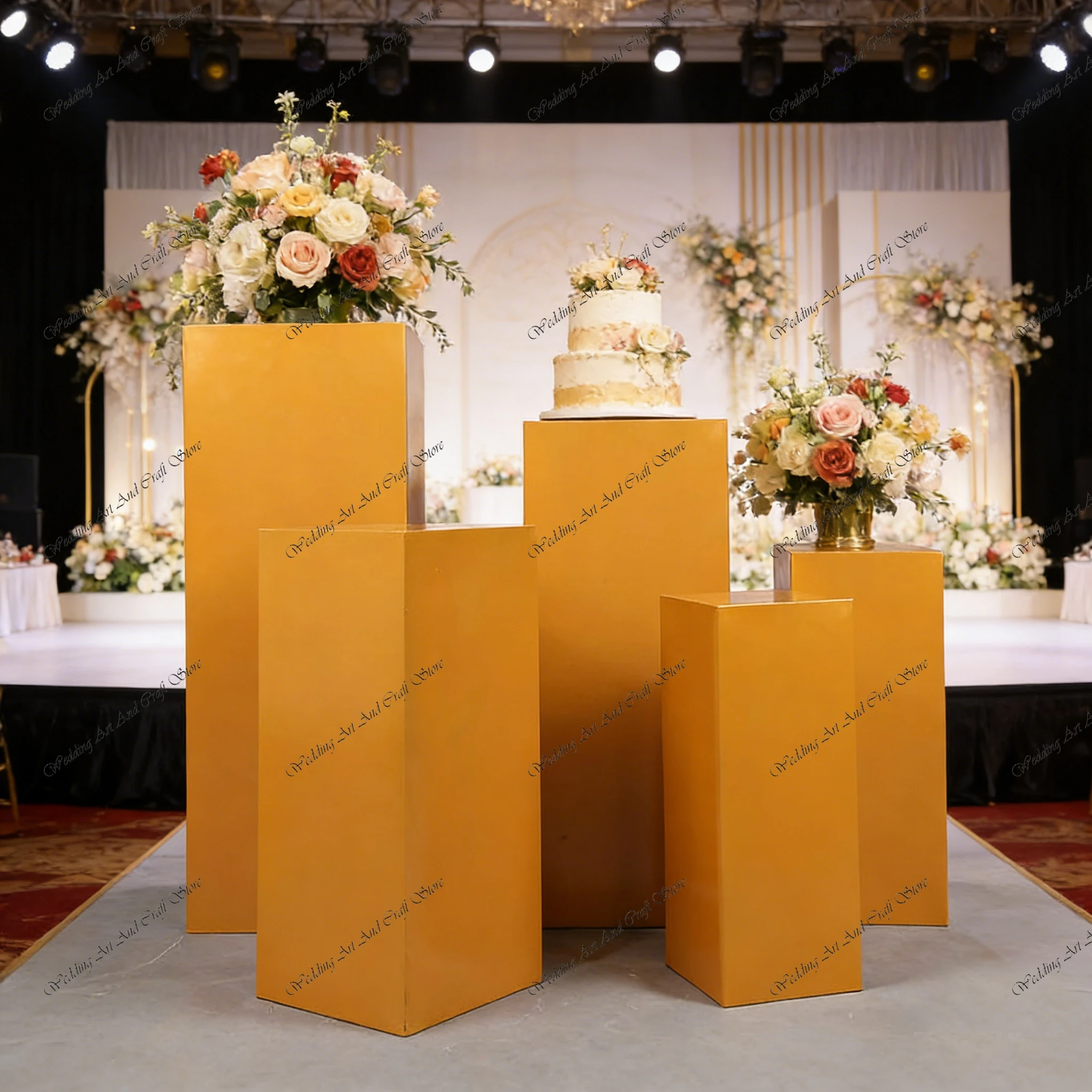 5pcs /set 45-90cm Hot Sale Square Cake Table Plinth Centerpiece White Dessert Table Flower Stand for Wedding Decoration ivy932