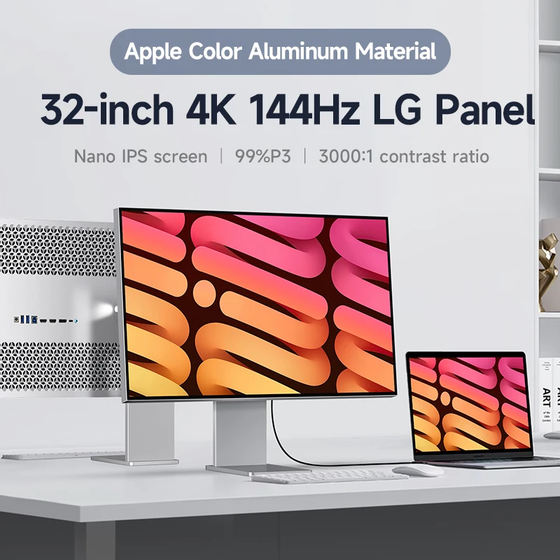 

32 Inch 4K UHD 144Hz Monitor | LG Nano IPS Panel | 99% P3 |Design Gaming | HDMI 2.1/DP 1.4/ Aluminum Alloy Material Body