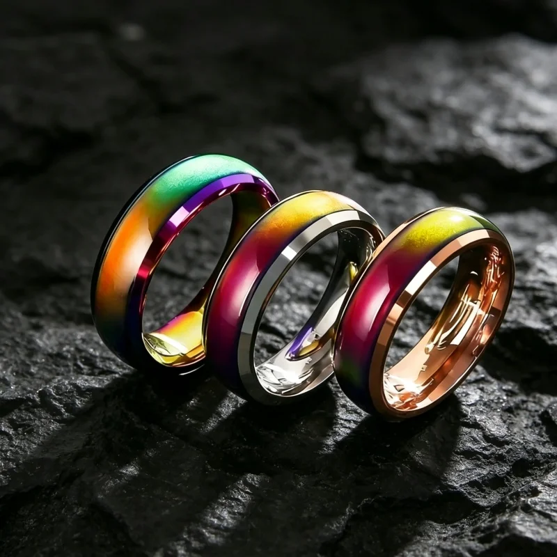 Color Changing Mood Ring Simple Thermochromic Temperature Sensitive Ring Women’s Adjustable Jewelry Gift