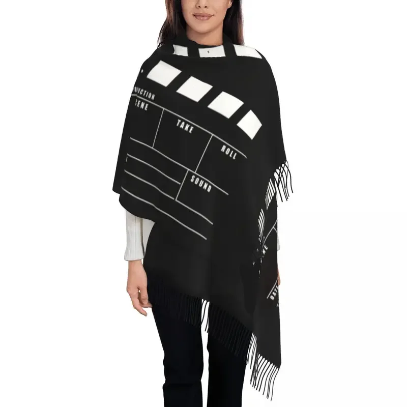 Custom Printed Classic Movie Production Film Letters Scarf Women Men Winter Warm Scarves Retro Camera Cinema Shawl Wrap