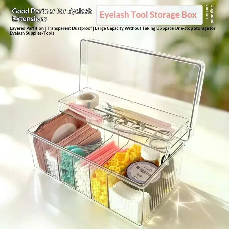 Eyelash Tool Storage Box Large Capacity Extension Tweezer Case Cosmetic Makeup Tools Lash Accessories No Mess Organized