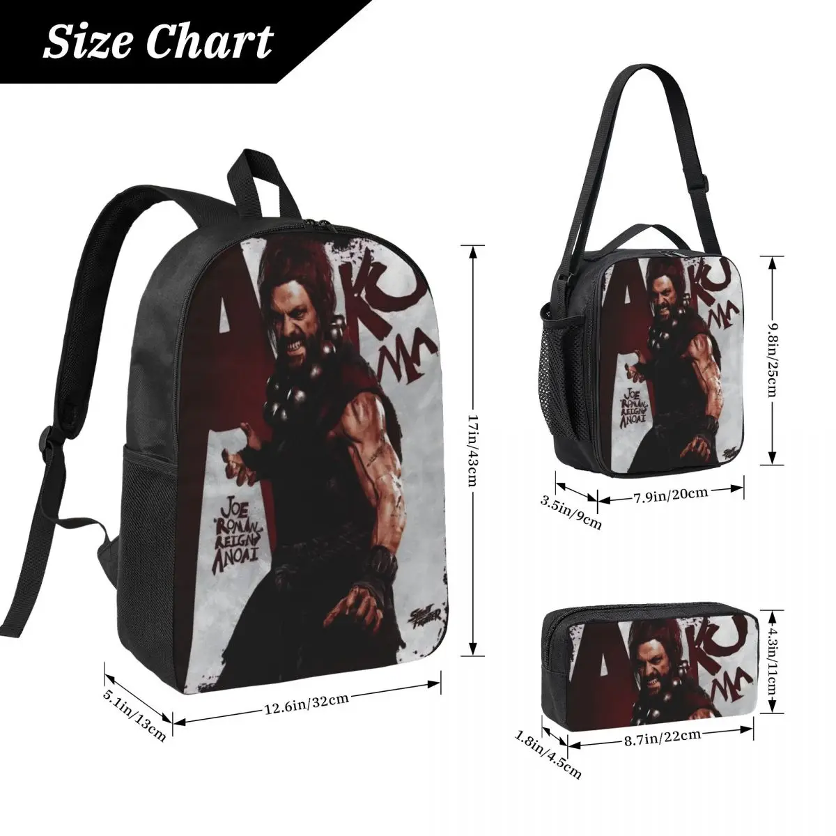 3Pcs Streets Fighters Movie 2026 Backpack Set for Girls Boys Pencil Boxes Bookbag Sets with Lunch Box For Students Daypack