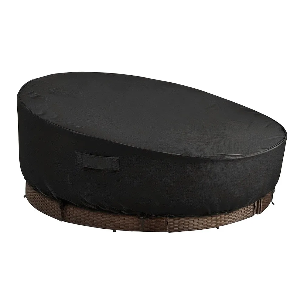 Outdoor Round Daybed Cover Oxford Fabric Patio Garden Sofa Dust Protector With Elastic Hem And Drawstring For All Weather
