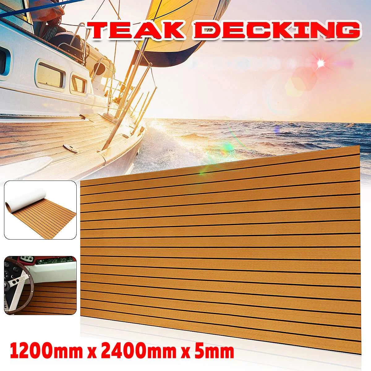 1200mmx2400mmx5mm Self-Adhesive Foam Yacht Synthetic Teak Deck Faux Teak Boat Deck Mat Decking Boat EVA Foam Floor Mat For Boat