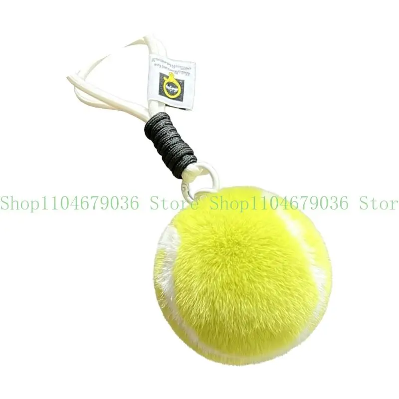 652F Lovely Tennis Ball Plush Keychain Car Keys Accessory Decorative Gift for Her