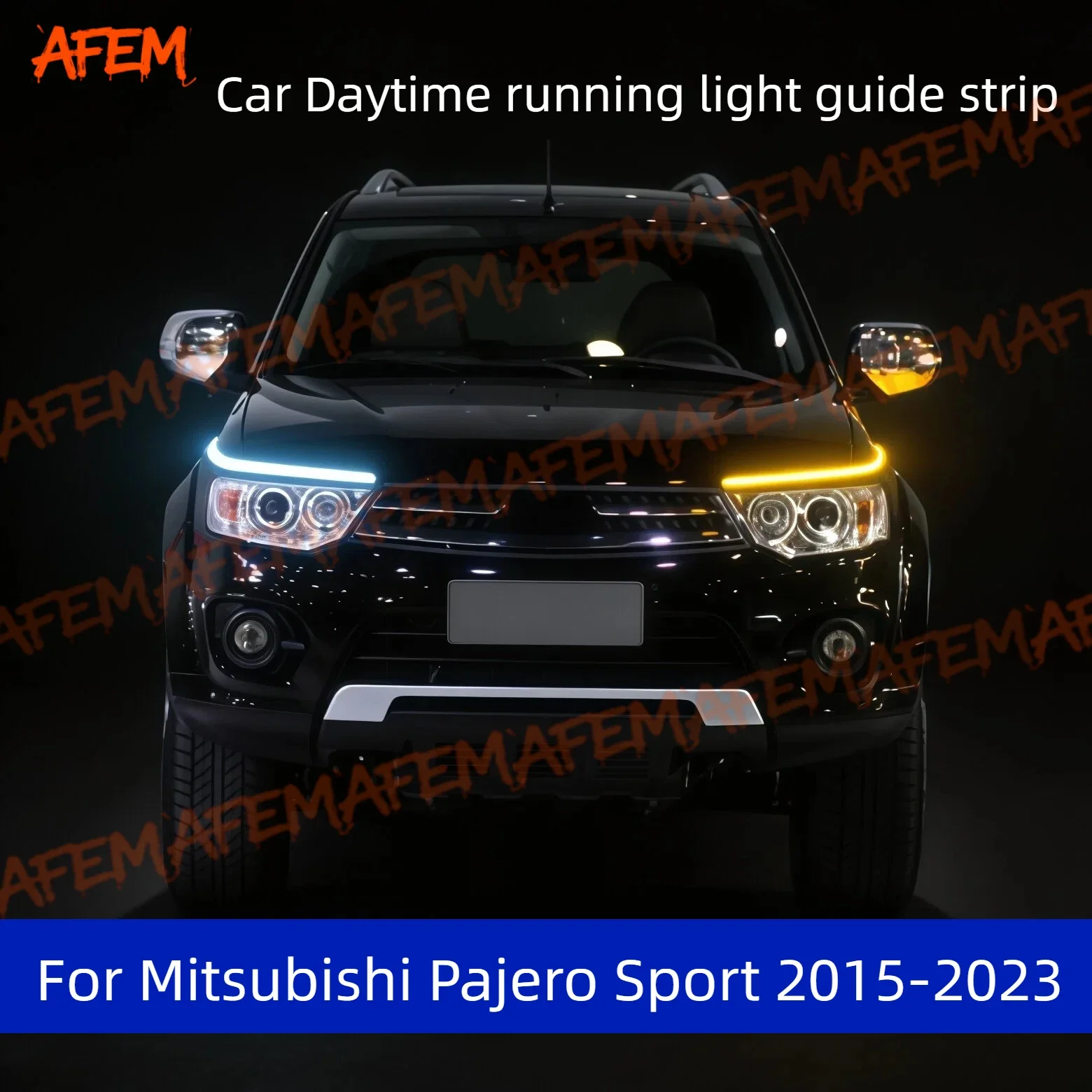 Car DRL Daytime Running Light Start Scan Style Sequential Flowing Turn Signal Light Ultra-Thin For Mitsubishi Pajero Sport 15-23