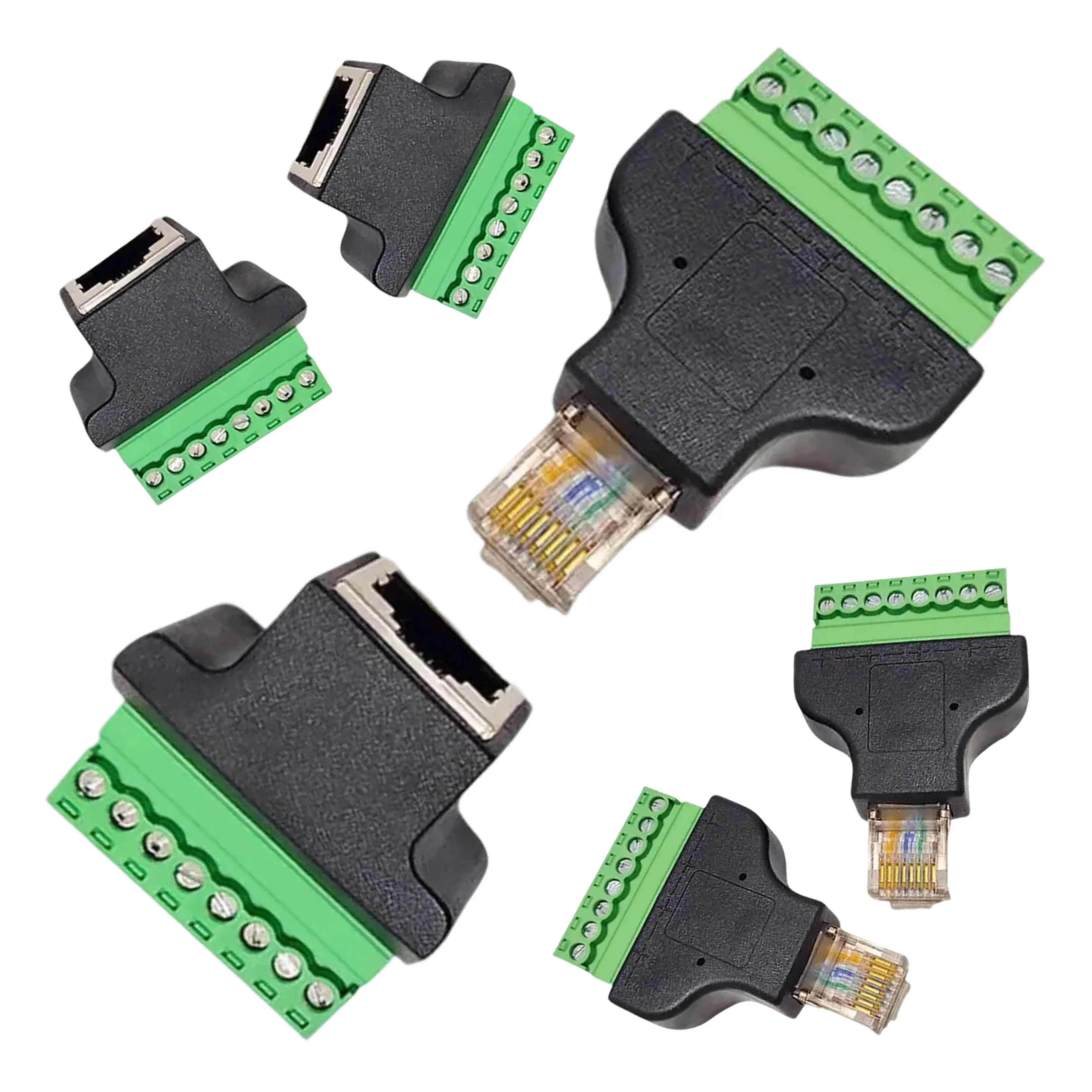 RJ45 8 Pin Terminal Ethernet Converter Crystal Modular Crimps Network Line Plug RJ45 Male/Female Extend Adapter
