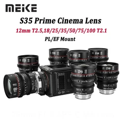 Meike S35 Prime Cinema Lens 12mm T2.5,18mm/25mm/35mm/50mm/75mm/100mm T2.1,Arri PL/Canon EF Mounts