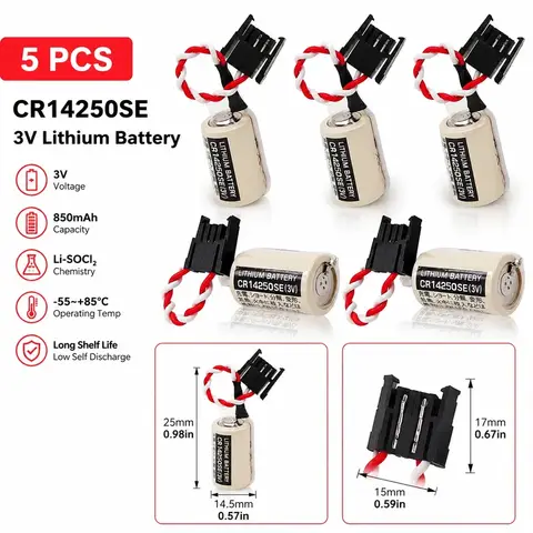 5 PCS CR14250SE 3V 850mAh Battery for 1747-BA 1769-BA MCI2 1755-BAT 1756-BA SLC-500 CR1/2AA Lithium Batteries