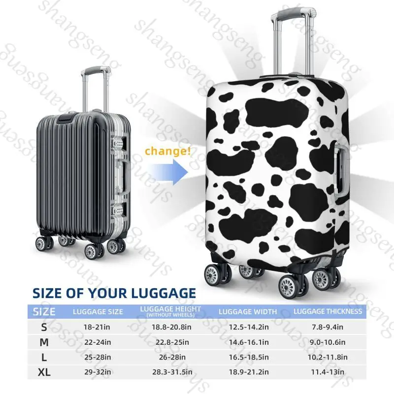 Juste de Protection artificiel astique à Motif de Vache laitière, Couverture de Bagage Imbibée de Fermeture Éclair pour Sac, Valise de Voyage