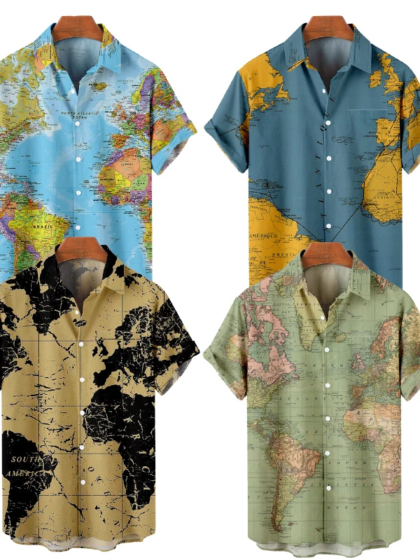 

Men's 3D Printed Hawaiian irt T-irt Summer Faion Urban Loose Fit ort Sve Printed Casual Top for Youth