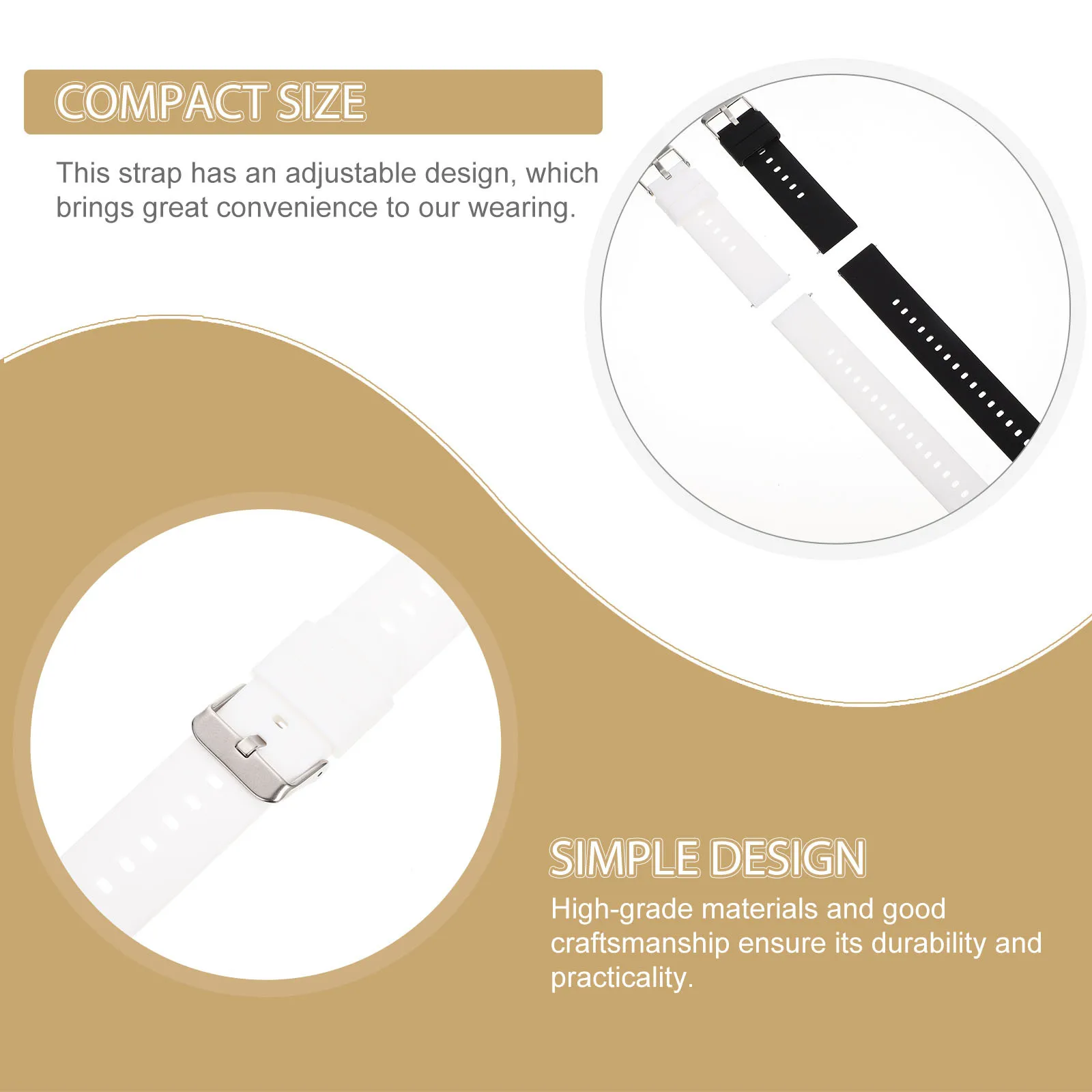 

2Pcs Silicone Watch Band High-Grade Adjustable Strap for Smartwatch Non-Slip Comfortable Fit Replaceable Watchband for Men Women