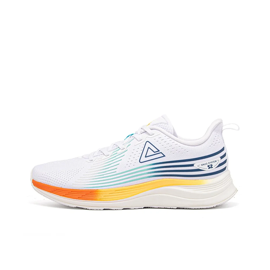 PEAK Comfortable And Breathable Cushioning, Wear Resistant Low top Running Shoes Men's White Orange Yellow E233437H/