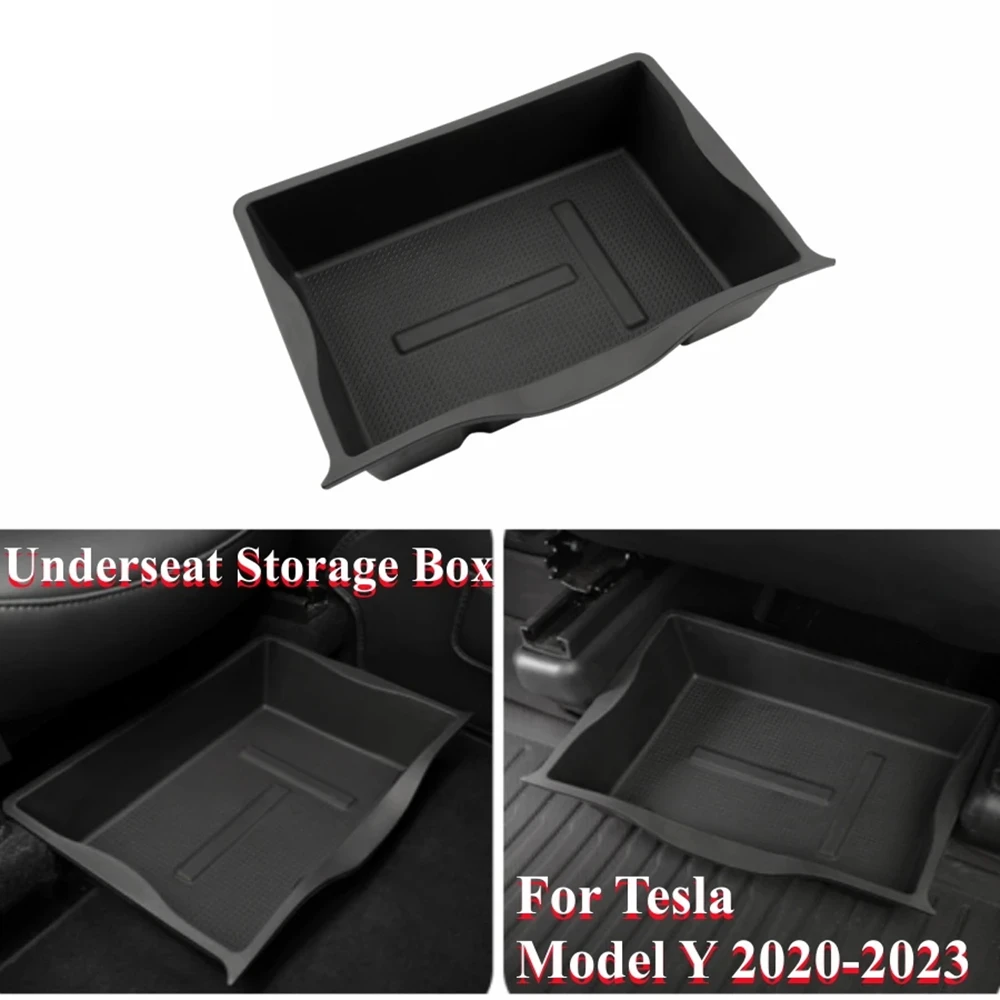 

Under Seat Storage Box for Tesla Model Y 2020 - 2023 TPE Driver Passenger Front Underseat Hidden Organizer Tray Bin Cubby Drawer