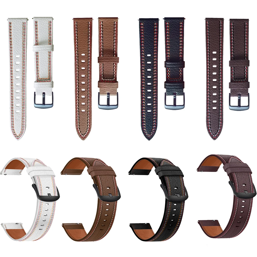 20 22mm Leather Wristband For Garmin Venu SQ 2/VENU 2 Plus/Forerunner 745 255 Watch Strap Vivoactive 3 4 Bracelet Accessories