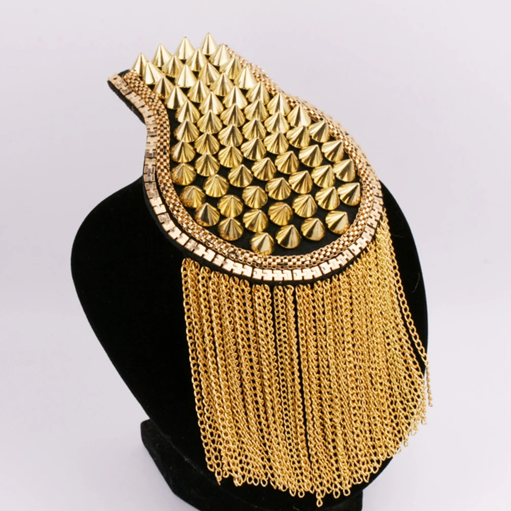 

1 Pair Tassel Epaulet Fringe Shoulder Accessories Riveted Epaulett For Suit Stage Costume Handicraft Sewing Supplies
