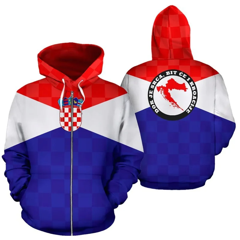 2024 New Croatia Hrvatska Heroe 3d Printed Zip Hoodies Men Oversize Sweatshirts Women Sports Pullover Hooded Y2k Clothes