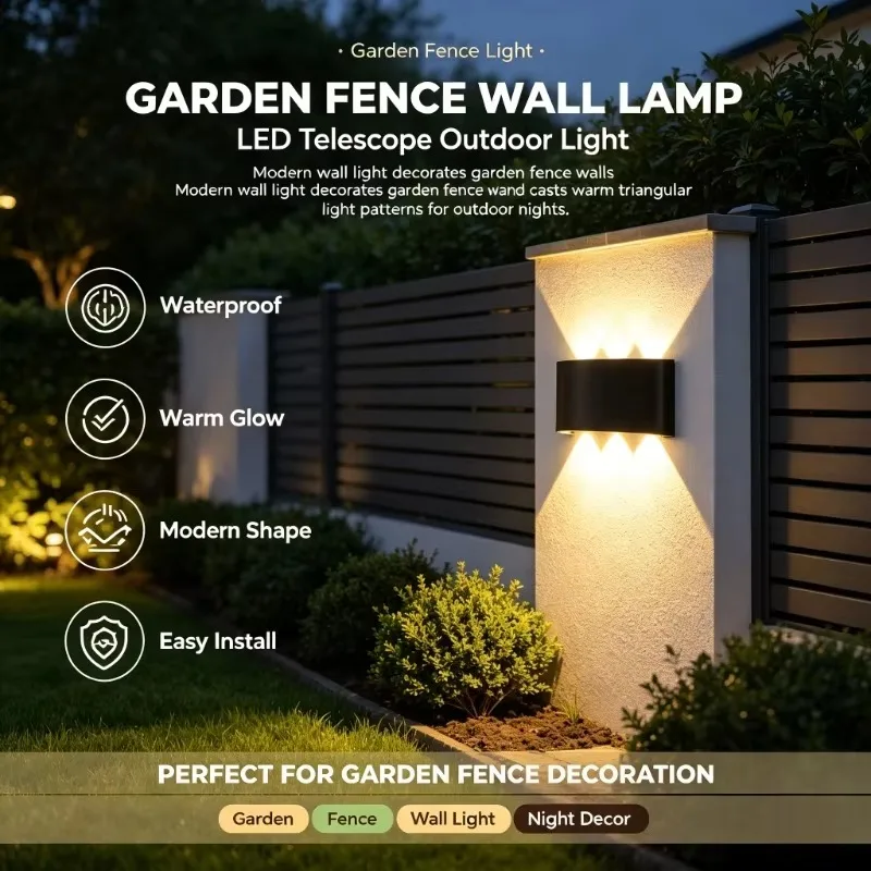 LED Telescope Wall Light Outdoor Waterproof Garden Fence Indoor Fashion Bedroom Bedhead Hall Corridor Staircase Lighting Lamp